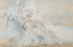 Bedřich Vaníček, Recumbent Nude, 1930s, gouache, cardboard