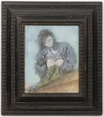Bedřich Vaníček, While Sewing, 1934, gouache, cardboard