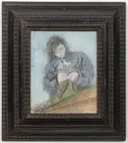 Bedřich Vaníček, While Sewing, 1934, gouache, cardboard
