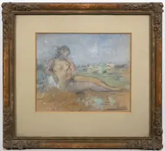 Bedřich Vaníček, Sitting, 1930s, gouache, cardboard