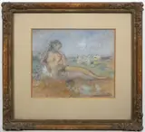 Bedřich Vaníček, Sitting, 1930s, gouache, cardboard