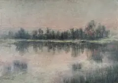 Antonín Chittussi, Lake in the Early Evening, Around 1890, oil on board