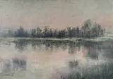 Antonín Chittussi, Lake in the Early Evening, Around 1890, oil on board