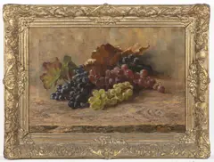 F. Bauer, Still Life with Grapes, First half of 20th century, oil on canvas