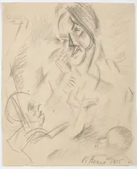 Vincenc Beneš, Mother with Child, 1915, pencil, paper