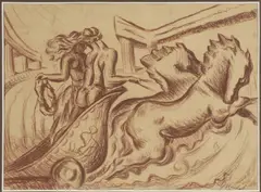 Jaroslav Herbst, Hippodameia, 1934, sanguine, paper