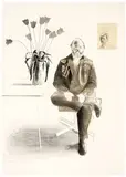 David Hockney, Henry Seated with Tulips (from Friends Series), 1976, 5-color lithograph on Arches Cover buff paper