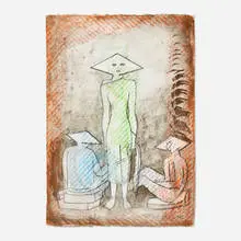 Françoise Gilot, A Lesson in Elf Behavior, 2000, graphite, metallic ink and crayon on paper