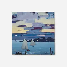 Nathaniel Stanton Little, Sailboats at Sunset, oil on canvas