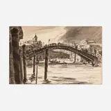 Van Day Truex, Accademia Bridge Across the Grand Canal, gouache and ink on paper