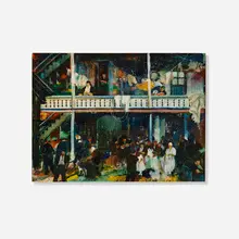 John R. Grabach, Backyard of Tenement, oil on canvas laid to panel