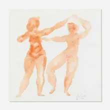 Chaim Gross, Two Dancers, 1985, watercolor and graphite on paper