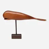 Nat Werner, Whale, carved mahogany, wood and metal base