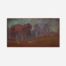 Arthur Bowen Davies, Landscape with Trees, oil on panel