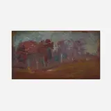 Arthur Bowen Davies, Landscape with Trees, oil on panel