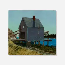 Peter Sculthorpe, The Barto's Boat House, oil on paperboard
