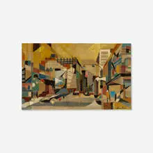 Lena Gurr, Church Street, New York, c. 1956, oil on Masonite