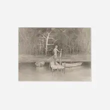 Man on Dock by John Lear, 1984, graphite on paper, sold May 2023