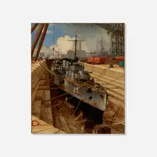 Montague Dawson, Frigate in Drydock, c. 1940, oil on canvas