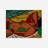 Josef Zenk, Beach Siesta, oil on board