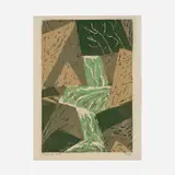 Josef Zenk, Ausable Falls, woodcut in colors