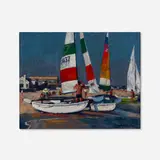 Antonio Pietro Martino, Sailboats on the Beach, oil on canvas