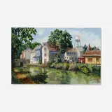 Guy A. Wiggins, The Delaware Canal at the New Hope & Ivy Land Rwy Station, oil on canvas