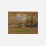 Glen Cooper Henshaw, Early Sailing Ships in Dry-Dock, c. 1900, pastel on paper
