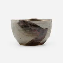 Early bowl by John Mason, c. 1955, glazed stoneware, sold Apr 2023