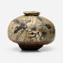 Vase No. 28 by Paul Soldner, c. 1960, glazed and raku-fired stoneware, sold Apr 2023