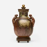 Bode Willumsen and Knud Andersen, Covered vase on stand, 1944, glazed stoneware, bronze