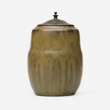 Patrick Nordström, Covered vase, 1921, glazed stoneware, bronze