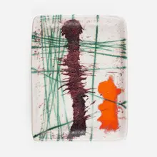 Tray by Guido Gambone, c. 1960, glazed stoneware, sold Apr 2023
