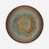 Double curved plate by Gertrud and Otto Natzler, 1965, earthenware with Steel Blue Mat glaze, sold Apr 2023