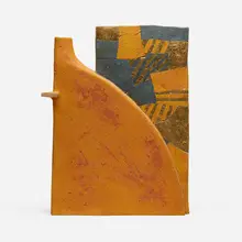Gas Can by Rick Dillingham, 1981, glazed and raku-fired earthenware, sold Apr 2023