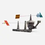 Peter Shire, Weathervane teapot, 1982, glazed ceramic, metal rods