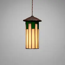 Karl Kipp for Roycroft, Lantern, c. 1914, leaded glass, copper