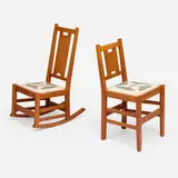 Gustav Stickley, H-back rocker, model 307 and desk chair, model 398
