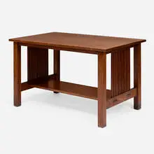Spindle library table, model 657 by Gustav Stickley, sold Mar 2025