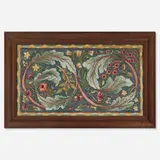 attribution for Morris May Morris & Co., Scrolling Leaf and Flowers embroidery, c. 1890, silk