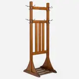 attribution Stickley Brothers, Large costumer, c. 1915, oak, patinated iron