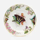 Union Porcelain Works, Rare plate with butterflies and flora, 1877, china-painted and gilt porcelain