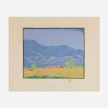 Gustave Baumann, Rain in the Mountains, woodcut in colors on Zanders Bergisch Gladbach laid paper