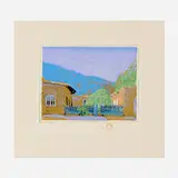 Gustave Baumann, Taos Patio, woodcut in colors on cream Zanders laid paper