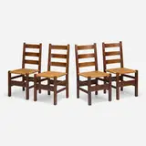 Gustav Stickley, Dining chairs, model 306 1/2, c. 1910, oak, cane