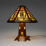 Limbert, Rare Windmill variation scenic table lamp