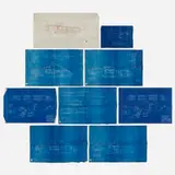 Frank Lloyd Wright, Collection of ephemera and blueprints pertaining to the Joseph Euchtman House, Baltimore, Maryland, c. 1939-67, blueprint, printed paper, graphite on paper