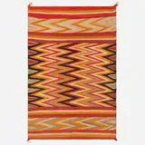 Wedge weave (pulled warp) transitional shoulder blanket by Navajo & Diné, c. 1880, hand-woven wool, sold Dec 2024