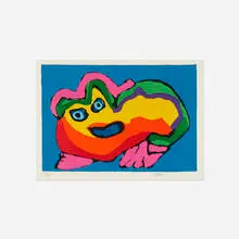 Blue Eyed Creature by Karel Appel, 1971, lithograph on paper, sold Jun 2017