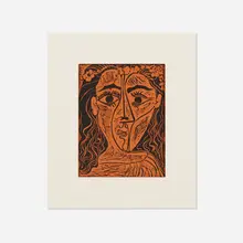 Pablo Picasso, Woman's Head with Crown of Flowers, 1964, red earthenware clay printed with engobe pad